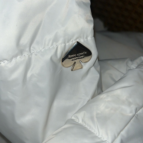♠️kate spade Quilted Feather & Down Puffer Coat, Cream Combo NWT - Picture 12 of 14